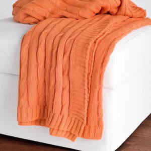 Product Image and Link for 50In. X 60In. Coral Cable Knit Throw