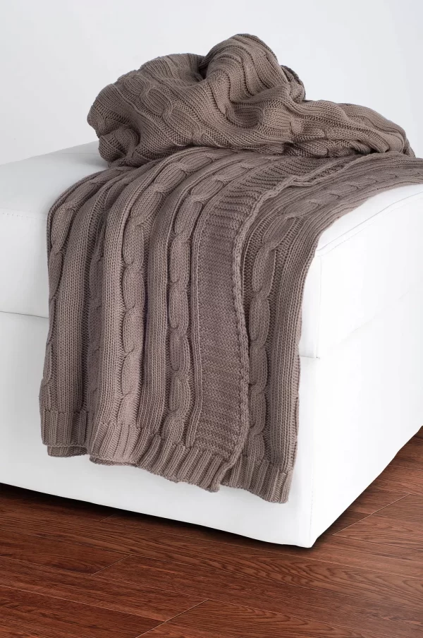 Product Image and Link for 50In. X 60In. Light Gray Cable Knit Throw