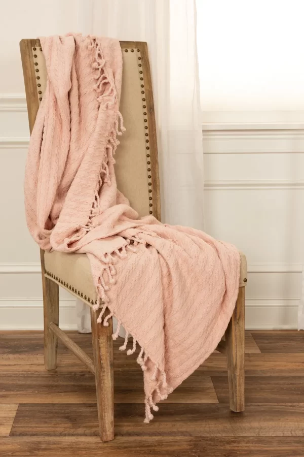 Product Image and Link for 50In. X 60In. Soft Pink Woven Cotton Throw