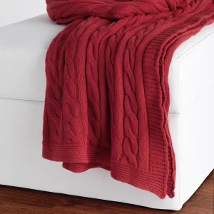 Product Image and Link for 50In. X 60In. Red Cable Knit Throw