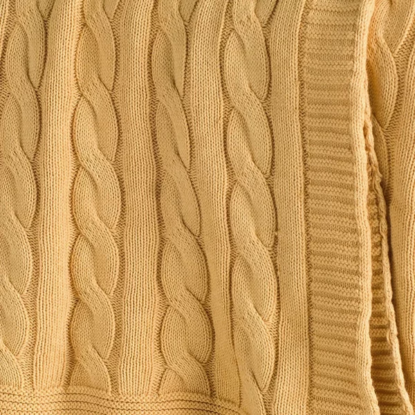 Product Image and Link for 50In. X 60In. Yellow Cable Knit Throw