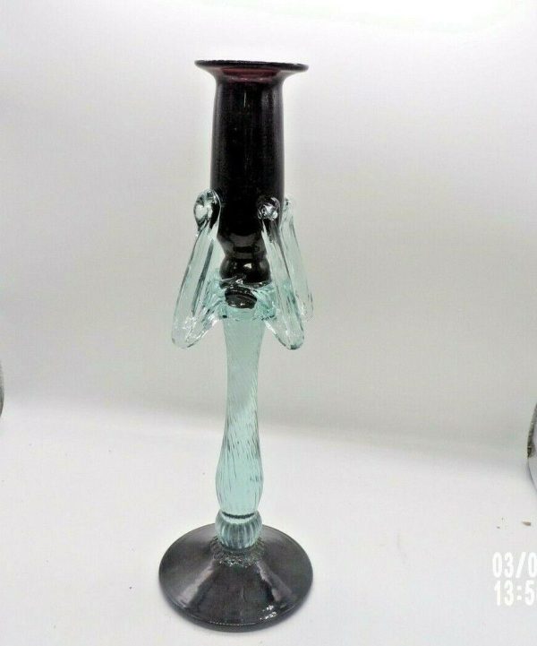 Product Image and Link for Gorgeous Black Amethyst & Clear Crystal Candle Stick Holder 10 5/8″