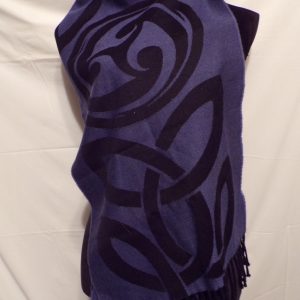 Product Image and Link for Beautiful Blue & Black Celtic PETER JAMES Pure Wool Scarf 15″ X 67″