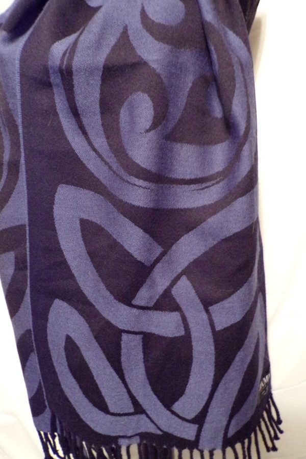 Product Image and Link for Beautiful Blue & Black Celtic PETER JAMES Pure Wool Scarf 15″ X 67″