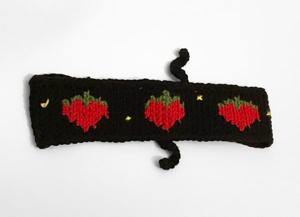 Product Image and Link for Crochet Strawberry Cottage Core Black Color Headband Flower Girl