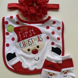 Product Image and Link for Infant girl 3-piece red & white1st Christmas set