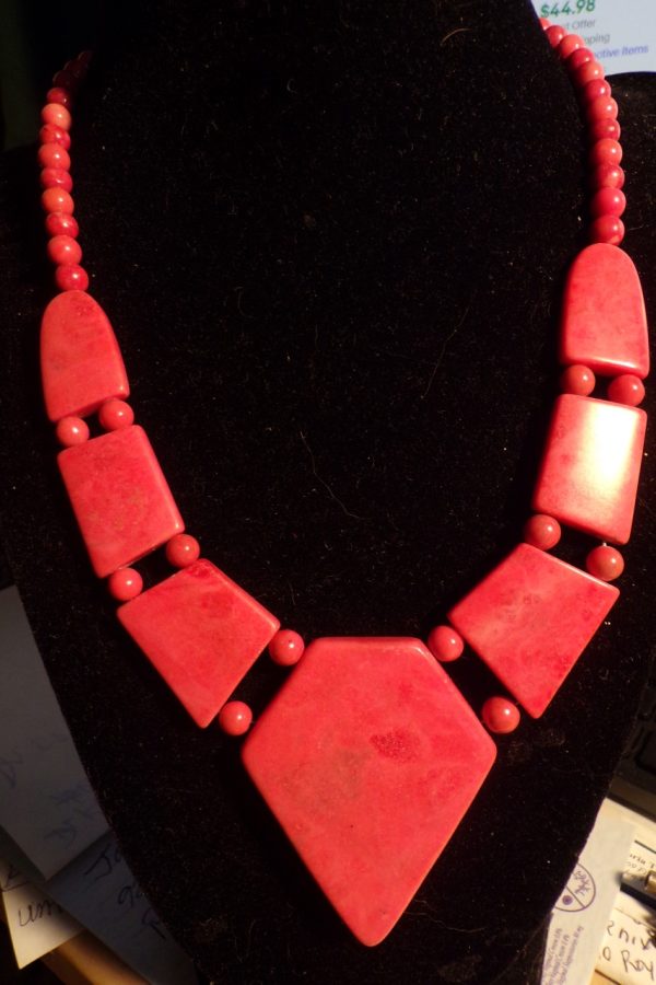 Product Image and Link for Vintage Jay King Mine Finds DTR Sterling Silver Pink Coral Panels Necklace