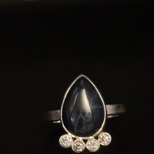 Product Image and Link for Black Gemstone Ring with Swarowski Zircons