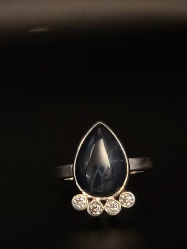 Product Image and Link for Black Gemstone Ring with Swarowski Zircons