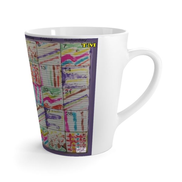 Product Image and Link for Latte mug 12oz:  “Psychedelic Calendar(tm)” – Seeped – No Text