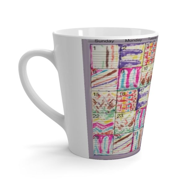 Product Image and Link for Latte mug 12oz:  “Psychedelic Calendar(tm)” – Seeped – No Text