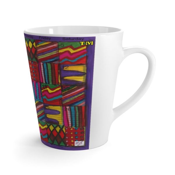 Product Image and Link for Latte mug 12oz:  “Psychedelic Calendar(tm)” – Vibrant – No Text