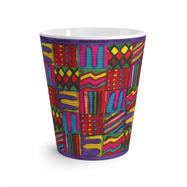 Product Image and Link for Latte mug 12oz:  “Psychedelic Calendar(tm)” – Vibrant – No Text