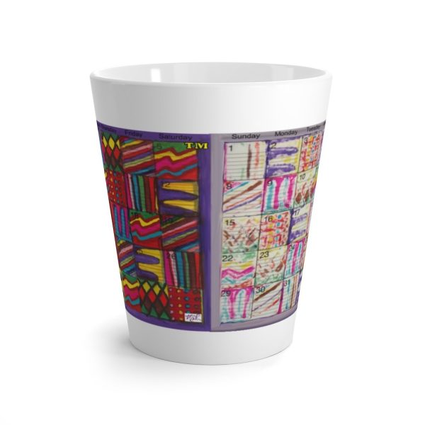 Product Image and Link for Latte mug 12oz.: “Psychedelic Calendar(tm)” – Vibrant/Seeped – No Text