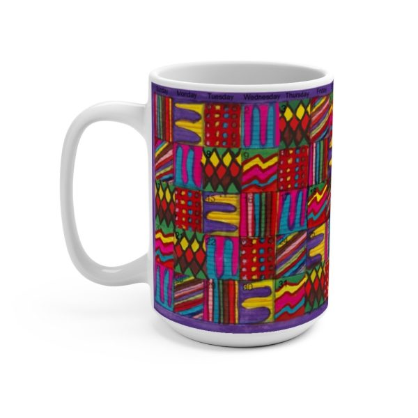 Product Image and Link for Mug 15oz:  “Psychedelic Calendar(tm)” – Vibrant/Seeped – No Text