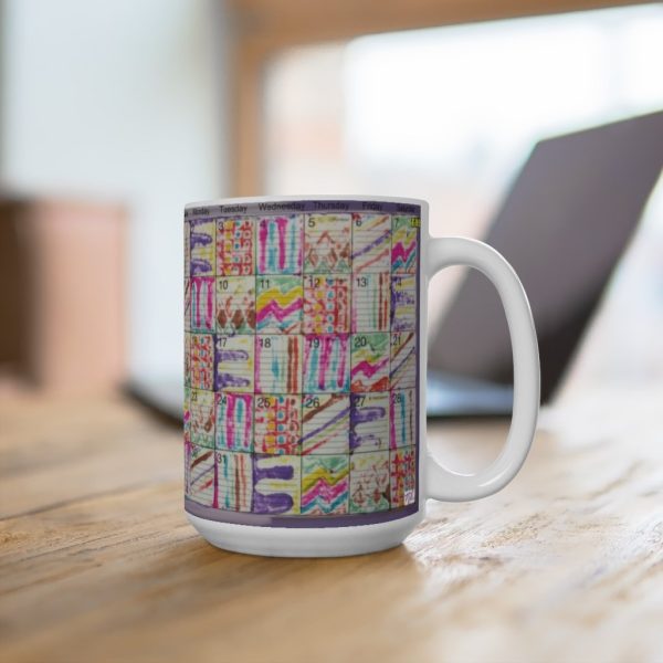 Product Image and Link for Mug 15oz:  “Psychedelic Calendar(tm)” – Vibrant/Seeped – No Text