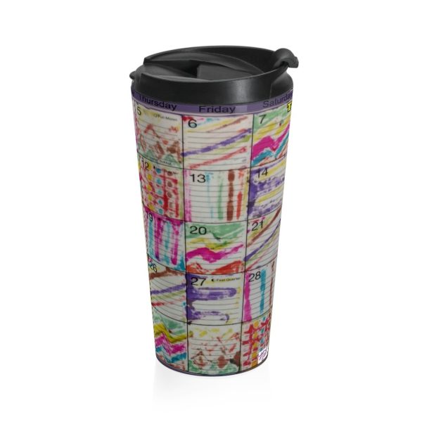 Product Image and Link for Stainless Steel Travel Mug:  Psychedelic Calendar(tm) – Seeped – No Text