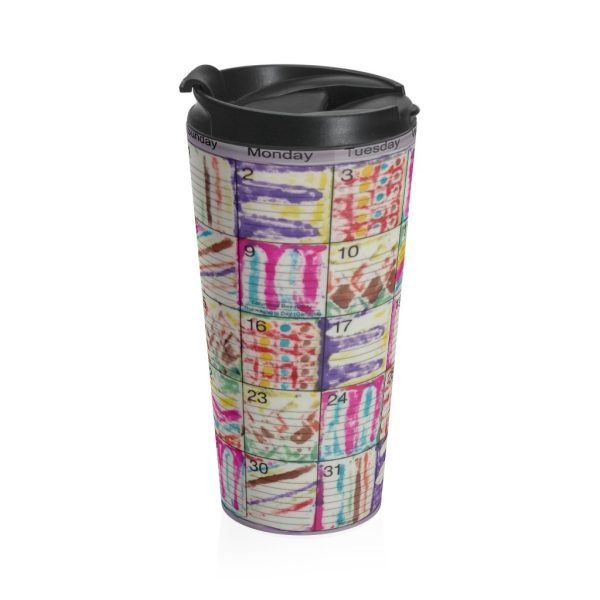 Product Image and Link for Stainless Steel Travel Mug:  Psychedelic Calendar(tm) – Seeped – No Text