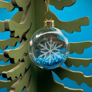 Product Image and Link for Christmas Ornament – 2″ Small Thin Snowflake, Blue Glitter