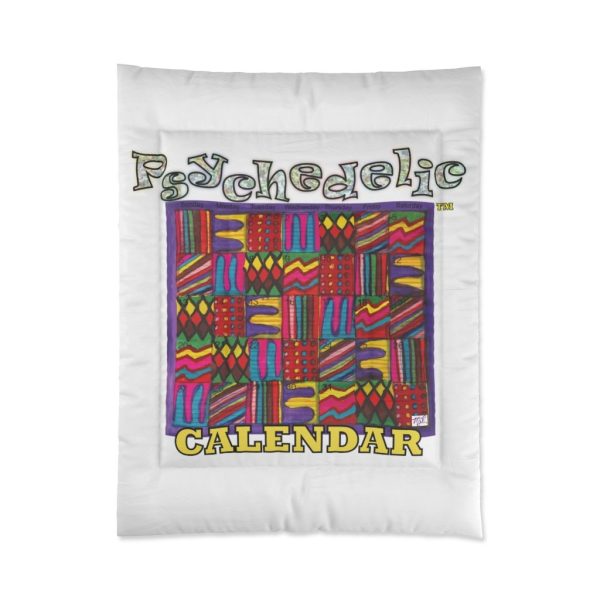 Product Image and Link for Comforter 68×88:  “Psychedelic Calendar(tm)” – Vibrant/Text