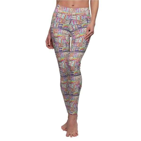 Product Image and Link for Women’s Cut & Sew Casual Leggings:  Psychedelic Calendar(tm) – Front Pastels – Back Dark Colors