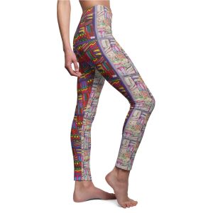 Product Image and Link for Women’s Cut & Sew Casual Leggings:  Psychedelic Calendar(tm) – Front Pastels – Back Dark Colors