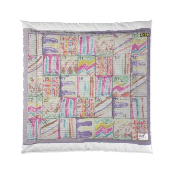 Product Image and Link for Comforter: “Psychedelic Calendar(tm)” – Seeped – Four Sizes – White
