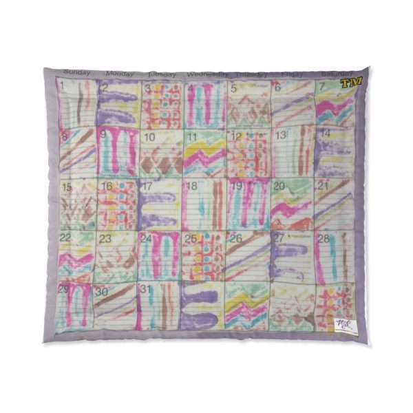 Product Image and Link for Comforter: “Psychedelic Calendar(tm)” – Seeped – Four Sizes – White