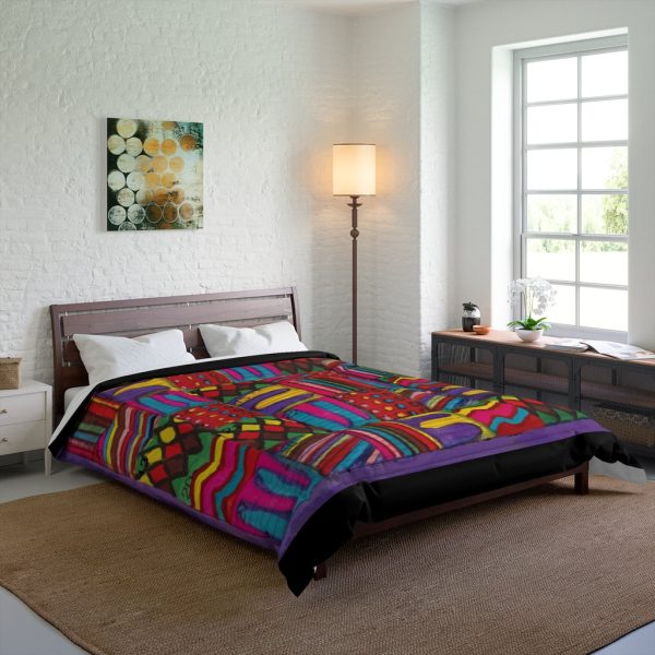 Product Image and Link for Comforter: “Psychedelic Calendar(tm)” – Vibrant – Four Sizes – Black