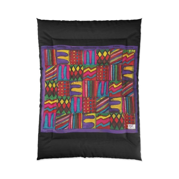 Product Image and Link for Comforter: “Psychedelic Calendar(tm)” – Vibrant – Four Sizes – Black