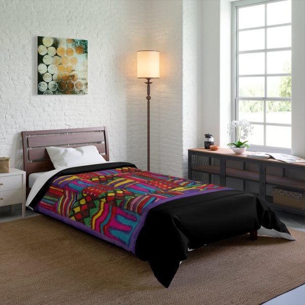 Product Image and Link for Comforter: “Psychedelic Calendar(tm)” – Vibrant – Four Sizes – Black