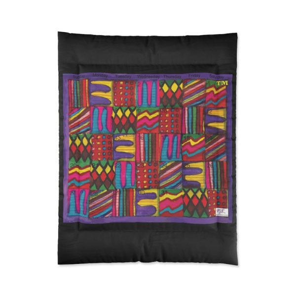 Product Image and Link for Comforter: “Psychedelic Calendar(tm)” – Vibrant – Four Sizes – Black