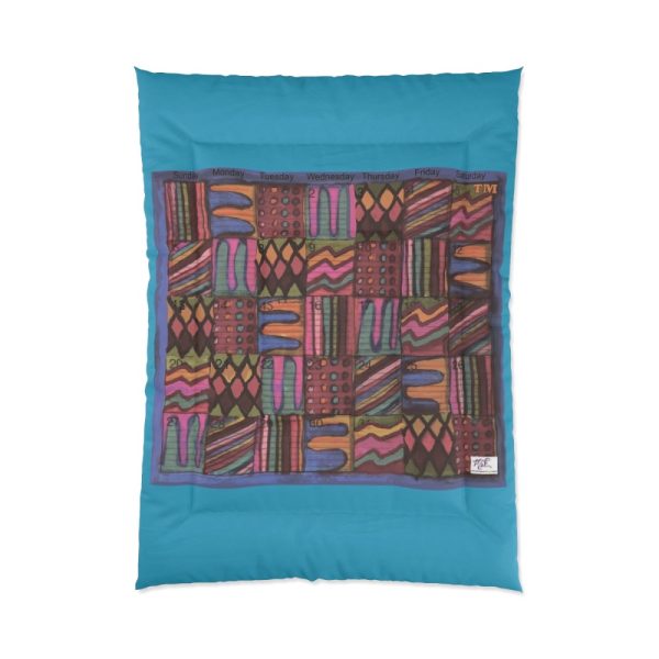 Product Image and Link for Comforter: “Psychedelic Calendar(tm)” – Muted – Four Sizes – Turquoise