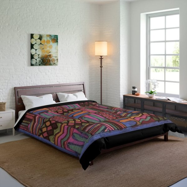 Product Image and Link for Comforter: “Psychedelic Calendar(tm)” – Muted – Four Sizes – Black