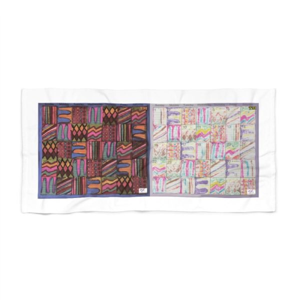 Product Image and Link for Beach Towel:  “Psychedelic Calendar(tm)” – Muted and Seeped