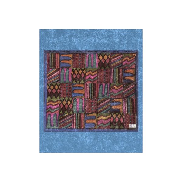Product Image and Link for Crushed Velvet Blanket: “Psychedelic Calendar(tm)” – No Text – Muted