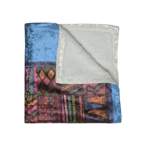 Product Image and Link for Crushed Velvet Blanket: “Psychedelic Calendar(tm)” – No Text – Muted