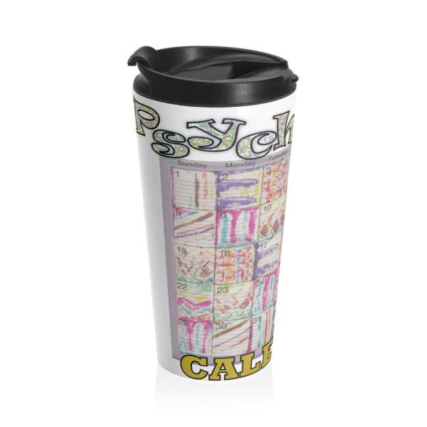 Product Image and Link for Stainless Steel Travel Mug:  “Psychedelic Calendar(tm)” – Seeped
