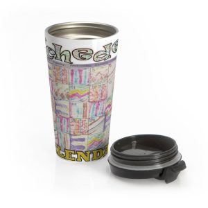 Product Image and Link for Stainless Steel Travel Mug:  “Psychedelic Calendar(tm)” – Seeped