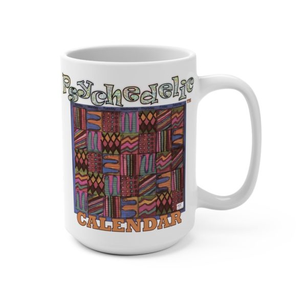 Product Image and Link for Mug 15oz:  “Psychedelic Calendar(tm)” – Muted