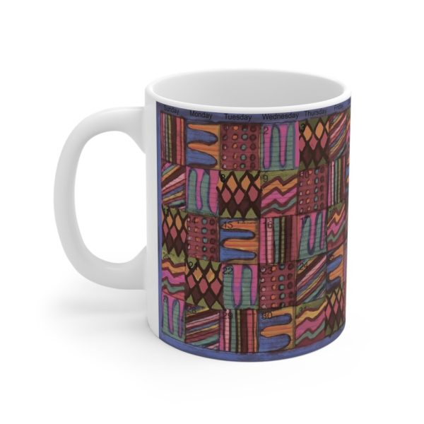 Product Image and Link for Mug 11oz:  “Psychedelic Calendar(tm)” – Muted/Seeped