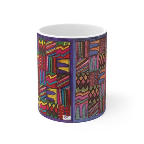 Product Image and Link for Mug 11oz:  “Psychedelic Calendar(tm)” – Vibrant/Muted