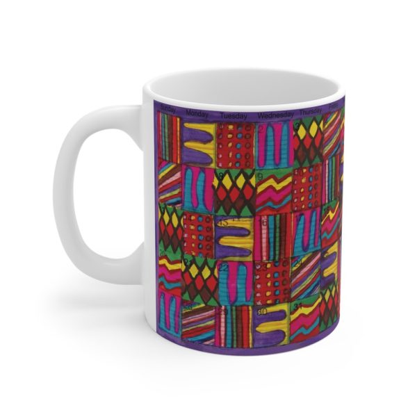 Product Image and Link for Mug 11oz:  “Psychedelic Calendar(tm)” – Vibrant/Muted