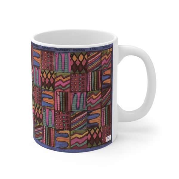 Product Image and Link for Mug 11oz:  “Psychedelic Calendar(tm)” – Vibrant/Muted