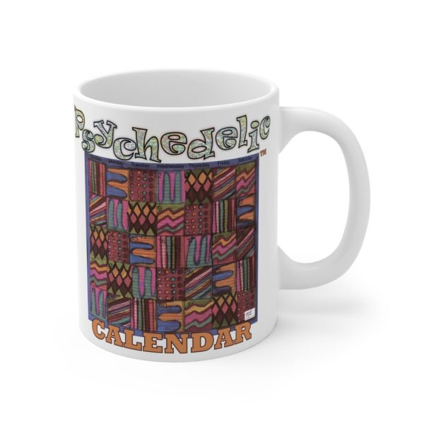 Product Image and Link for Mug 11oz:  “Psychedelic Calendar(tm)” – Muted