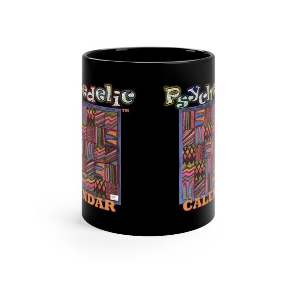 Product Image and Link for Black Mug 11oz:  Psychedelic Calendar(tm) – Muted