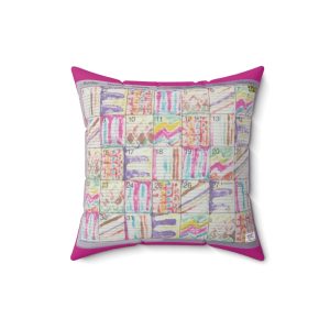Product Image and Link for Faux Suede Square Pillow: Psychedelic Calendar(tm) – Seeped – Doublesided