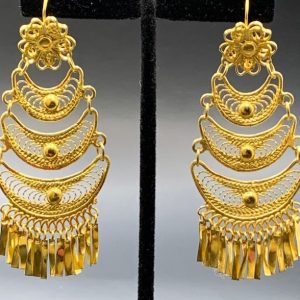 Product Image and Link for Mexican Earrings, long gold-tone