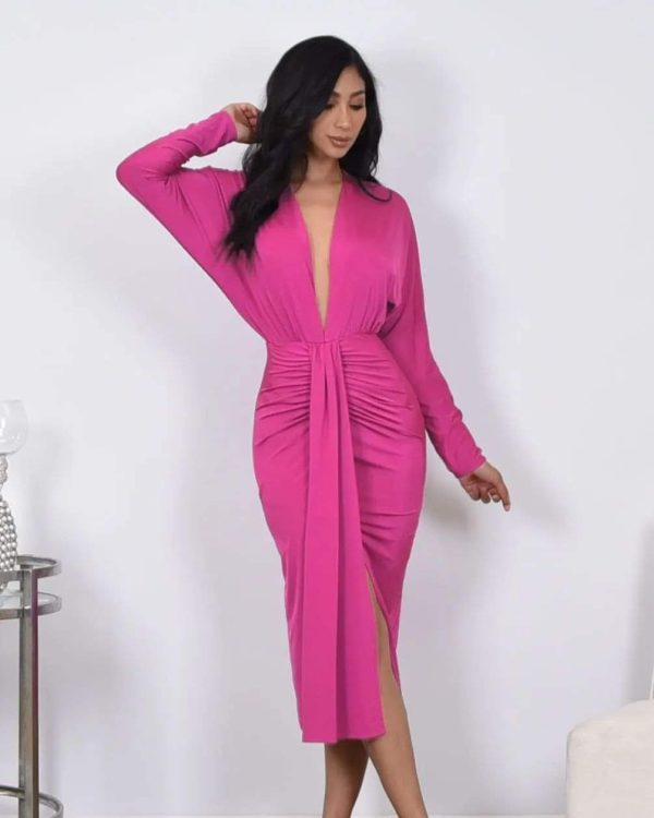 Product Image and Link for Long Sleeve Ruched Midi Dress