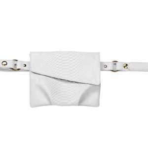 Product Image and Link for Magali Hollywood Bag White Vegan Snakeskin